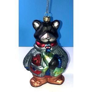 Kurt Adler Black Bear, 6" Glass Christmas Ornament -NIB